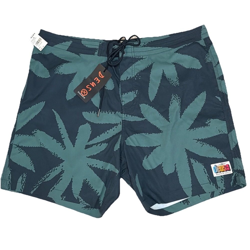 NWT Deus Ex‎ Machina Board Short Swim Trunk Men 38x7 Hot Coral Beach Surf Green
